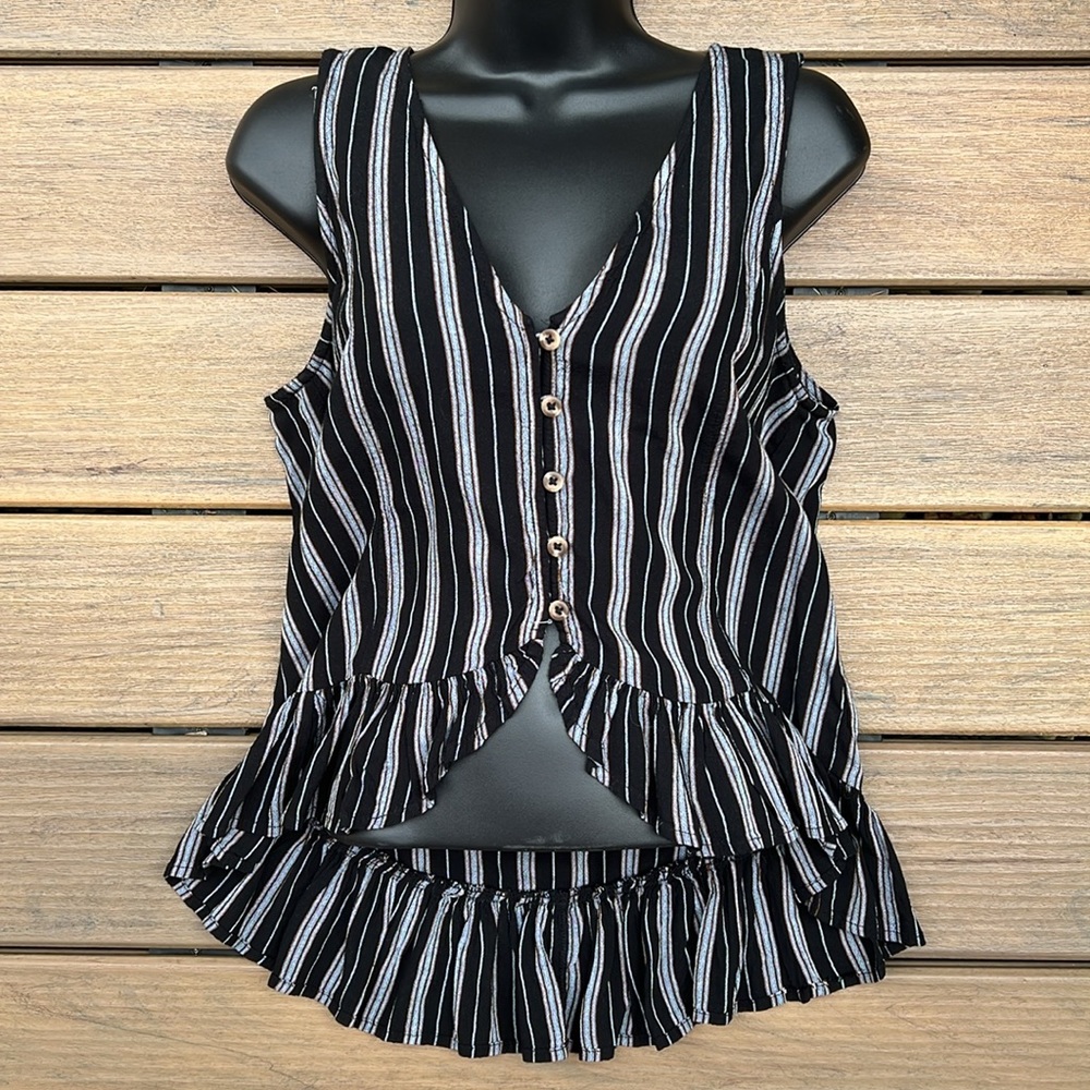 American Eagle Tank Top High Low with Ruffled Hem Boho Chic - Picture 2 of 9
